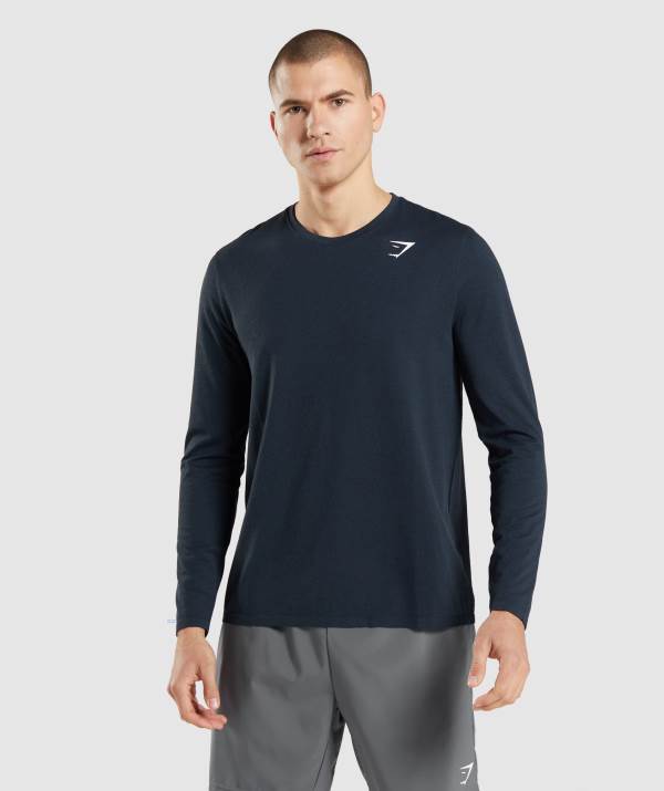 Panske Mikiny Gymshark Arrival Seamless Long Sleeve Námornícka Modrá | VI0357918
